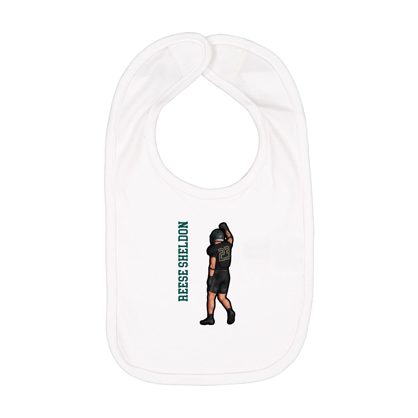 Infant Bib — Name Vertical in White