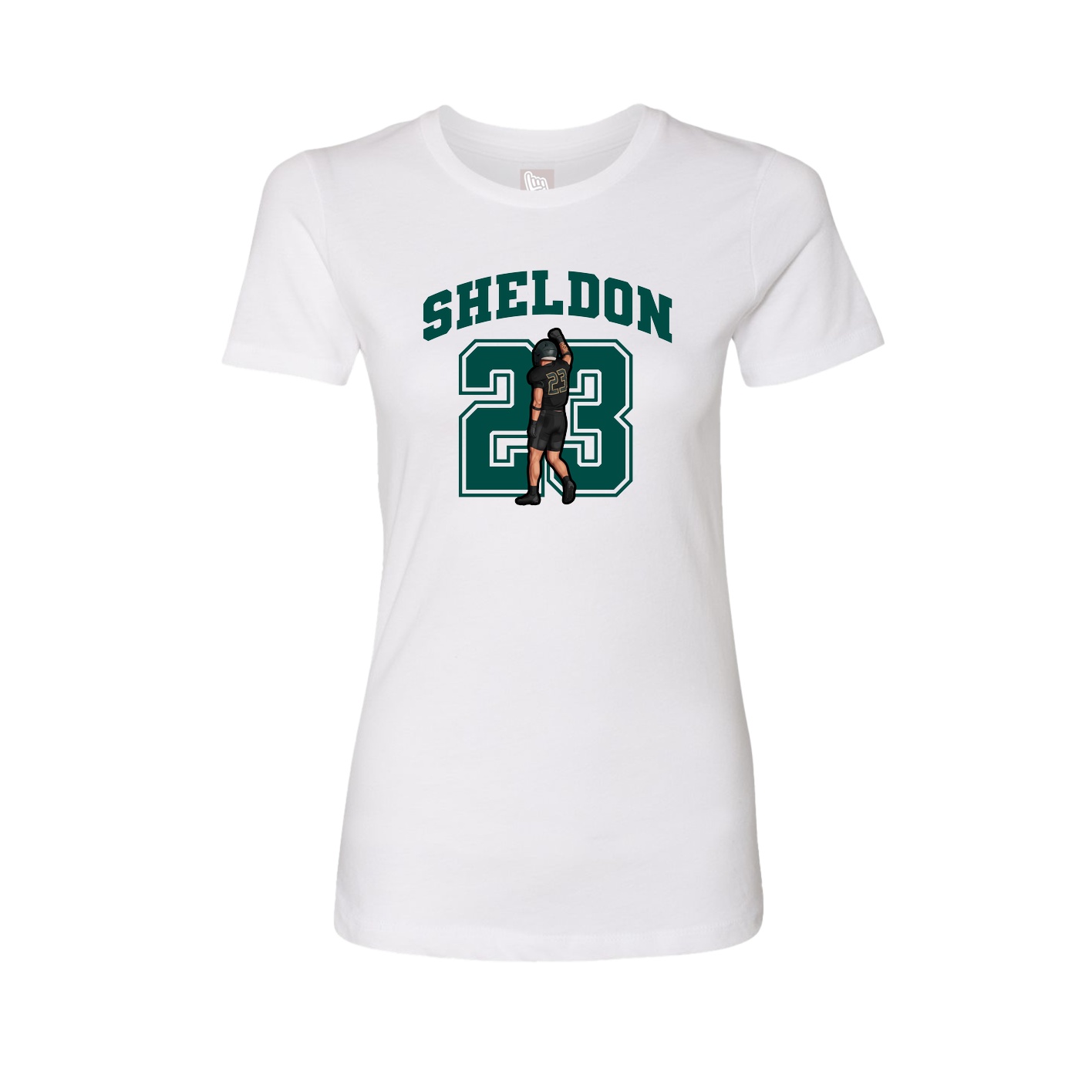 Fitted Women's Tee — Number in White
