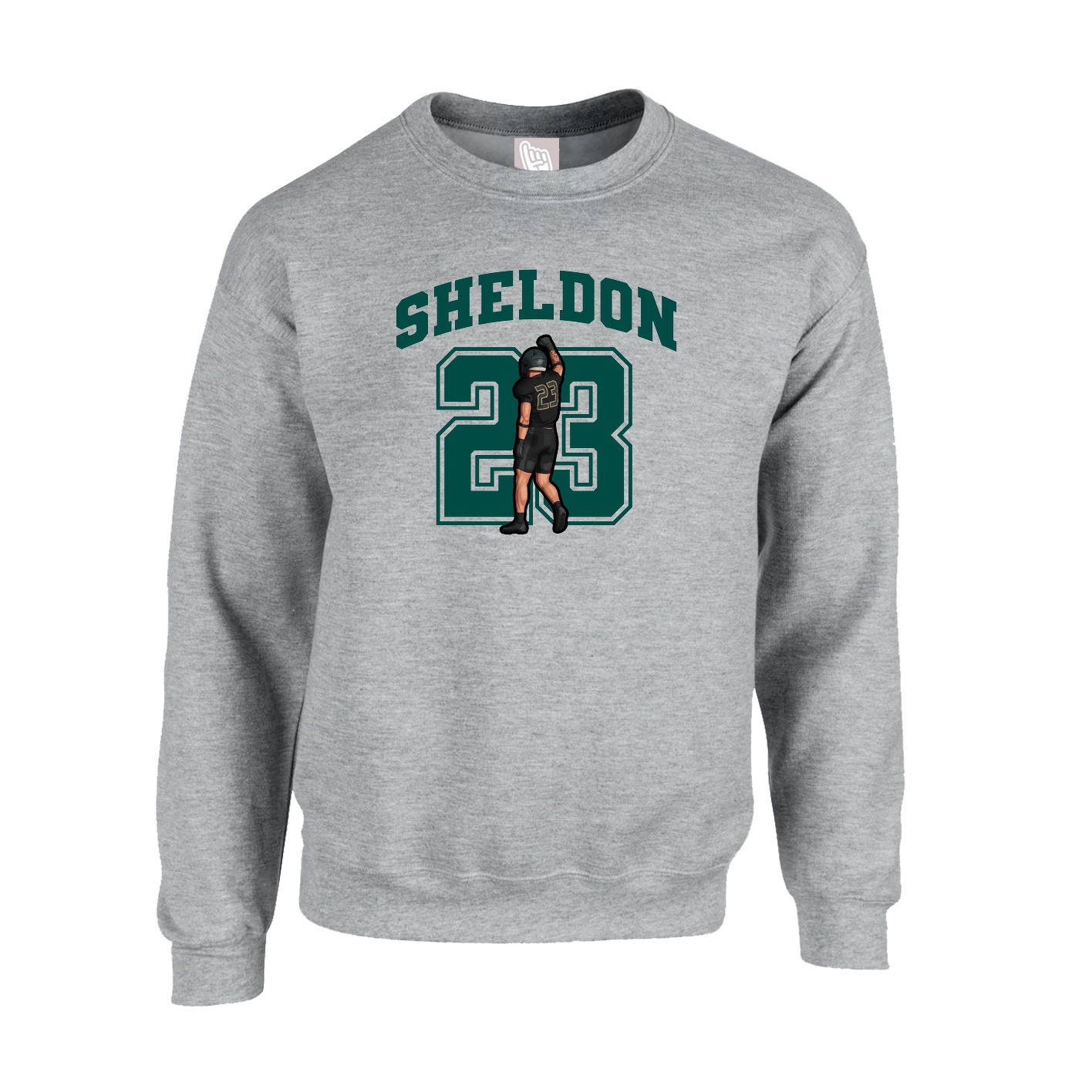 Fleece Crew — Number in Grey