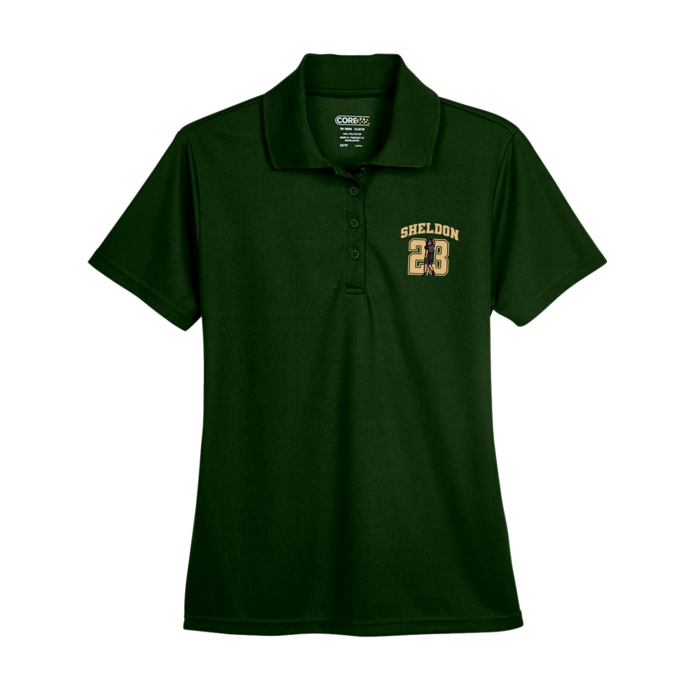 Womens Performance Polo — Number in Green