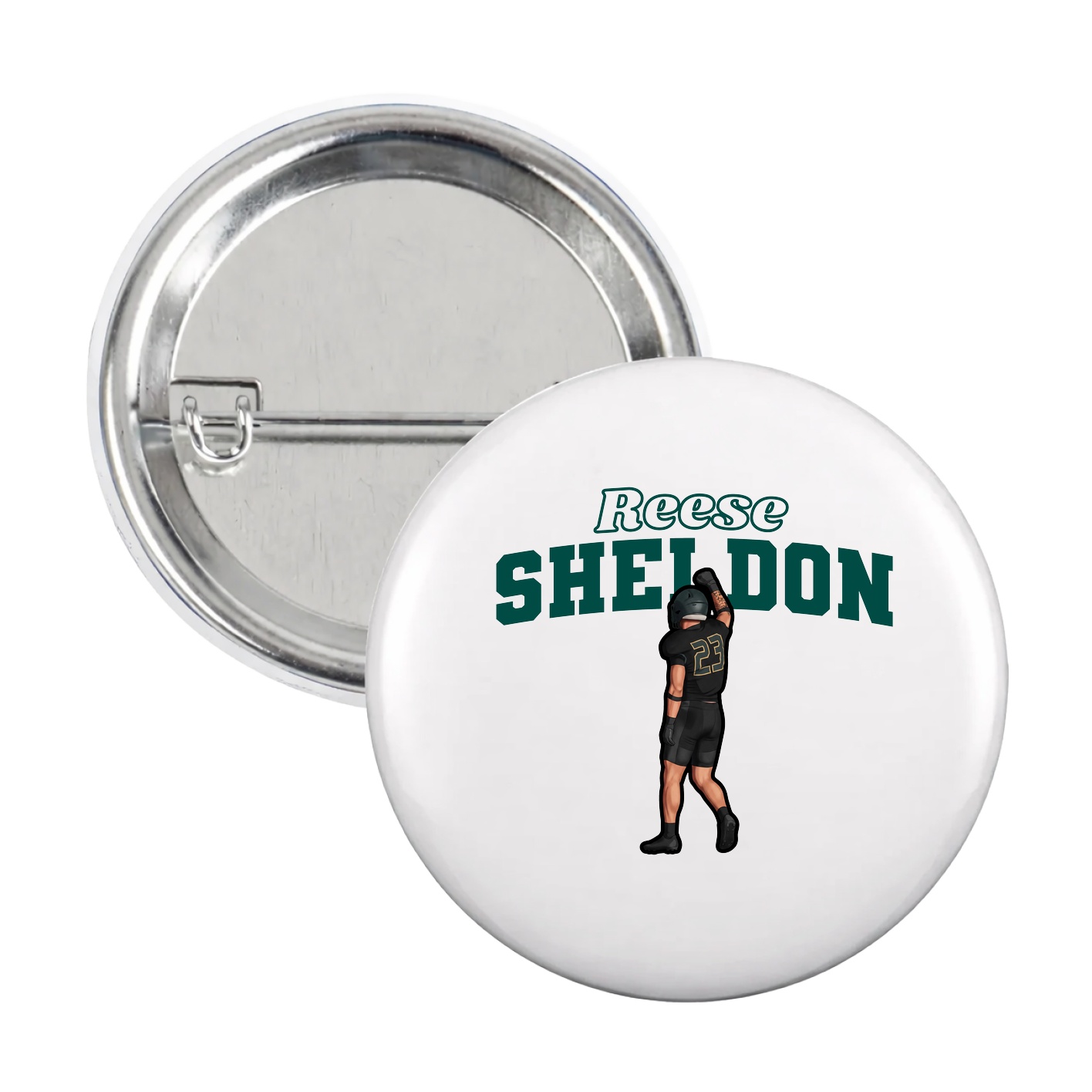 Game Day Button — Name Arch in White