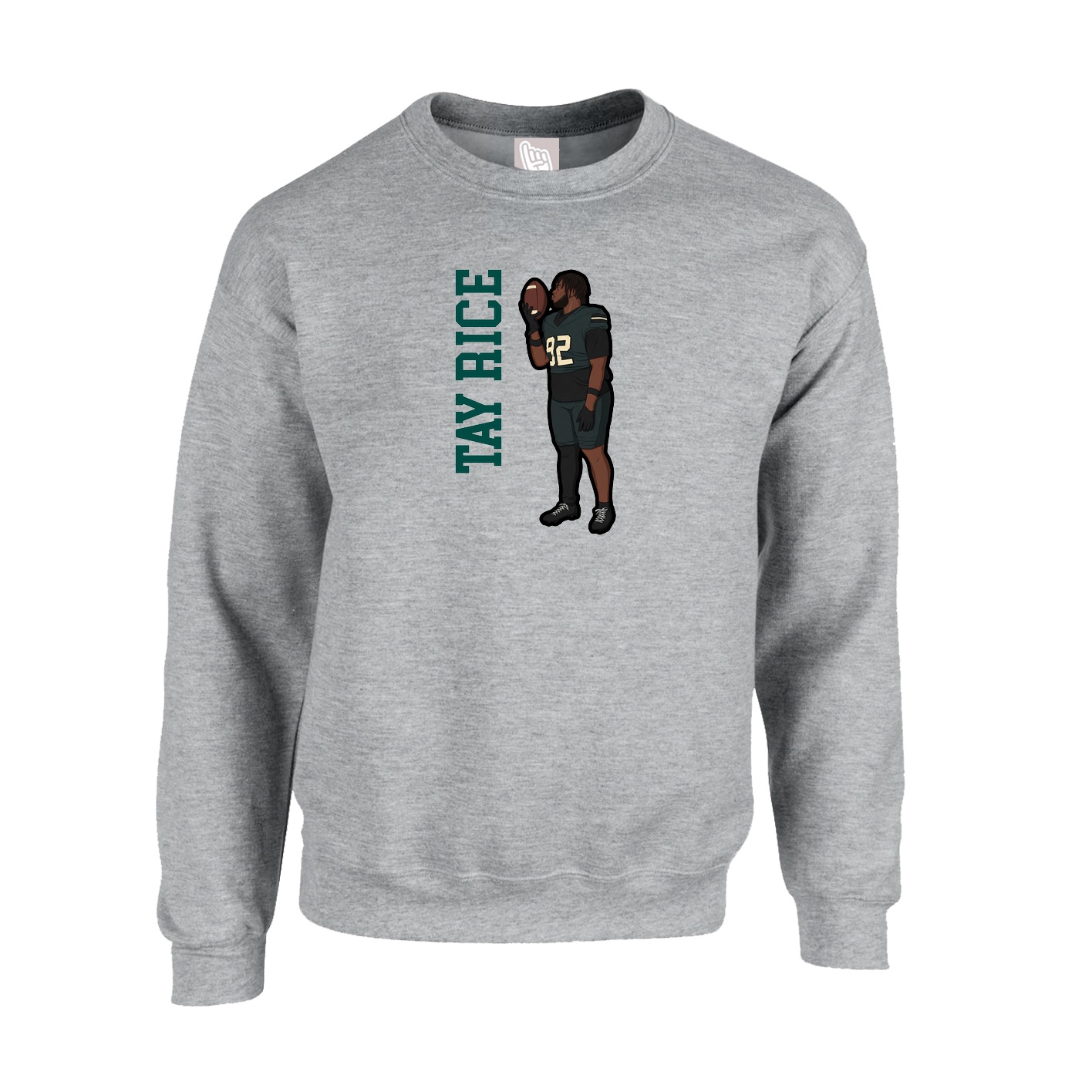 Fleece Crew — Name Vertical in Grey