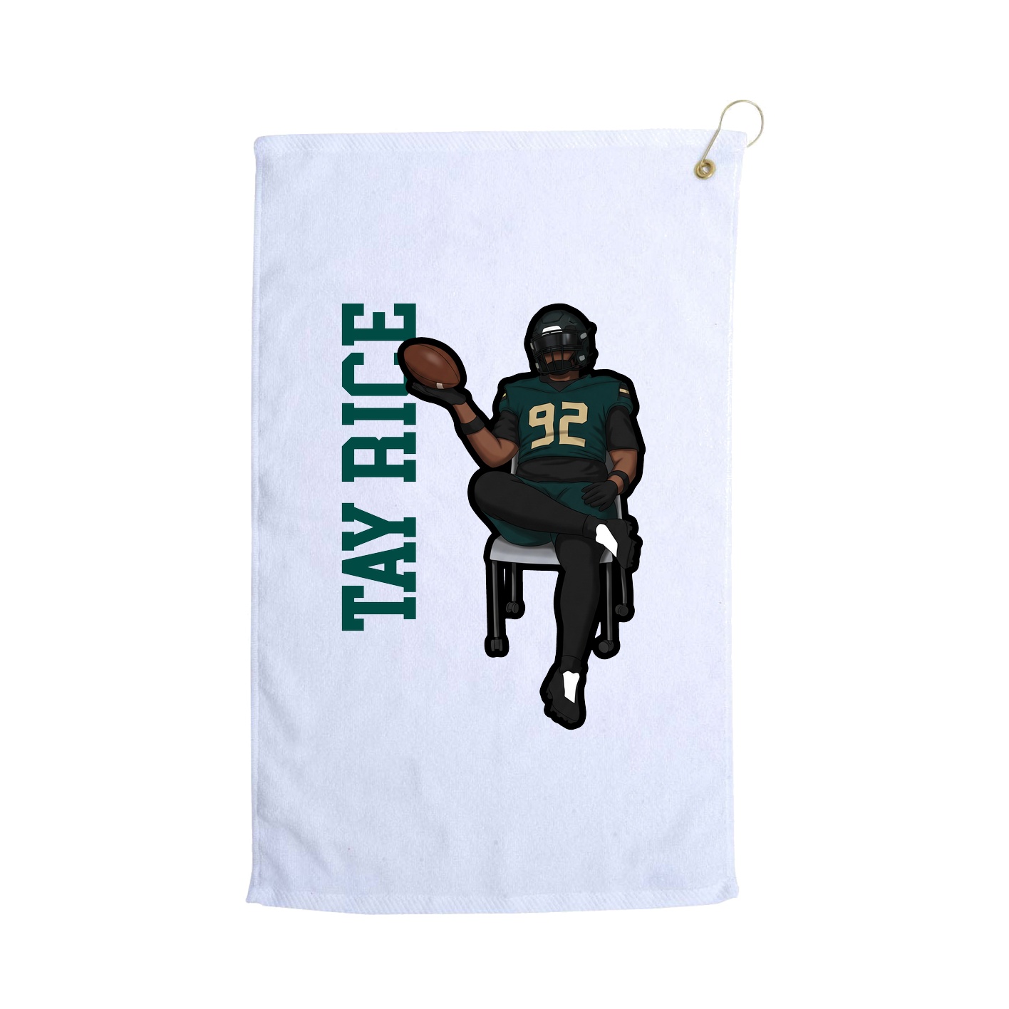 Golf Towel — Name Vertical in White
