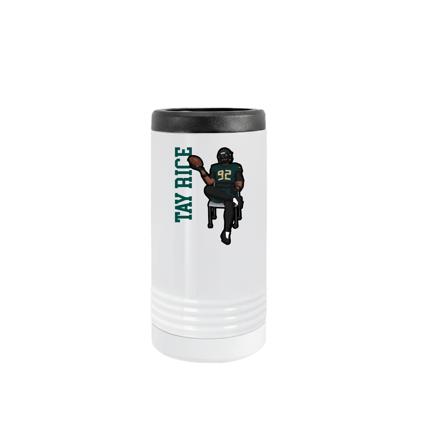Slim Beverage Holder — Name Vertical in White