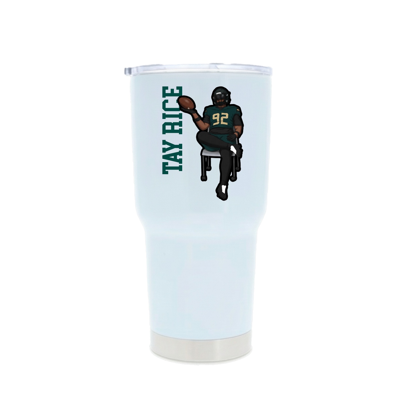 30oz Stainless Steel Tumbler — Name Vertical in White