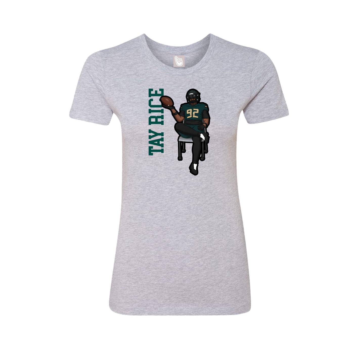 Fitted Women's Tee — Name Vertical in Grey