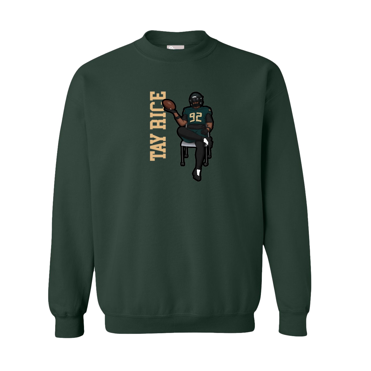 Fleece Crew — Name Vertical in Green