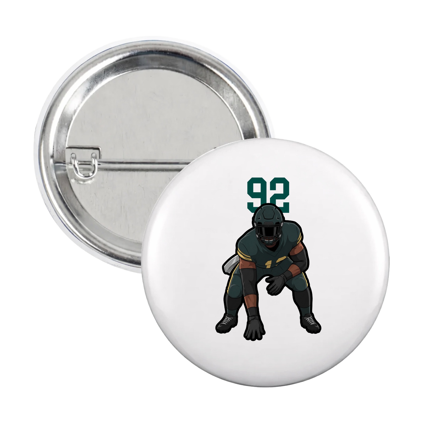 Game Day Button — Number Top in White