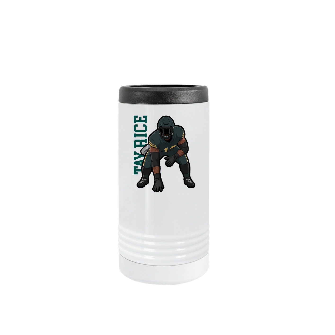 Slim Beverage Holder — Name Vertical in White