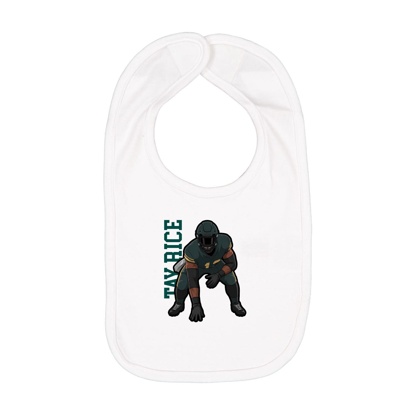 Infant Bib — Name Vertical in White