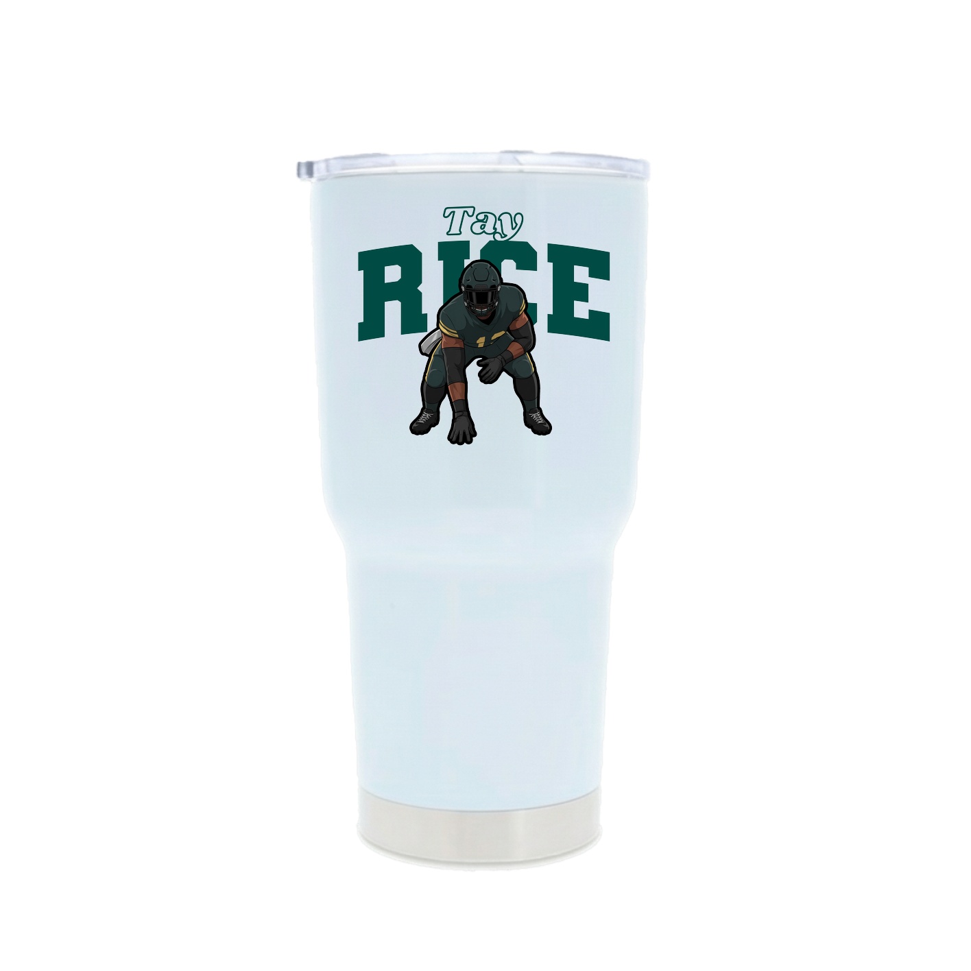 30oz Stainless Steel Tumbler — Name Arch in White