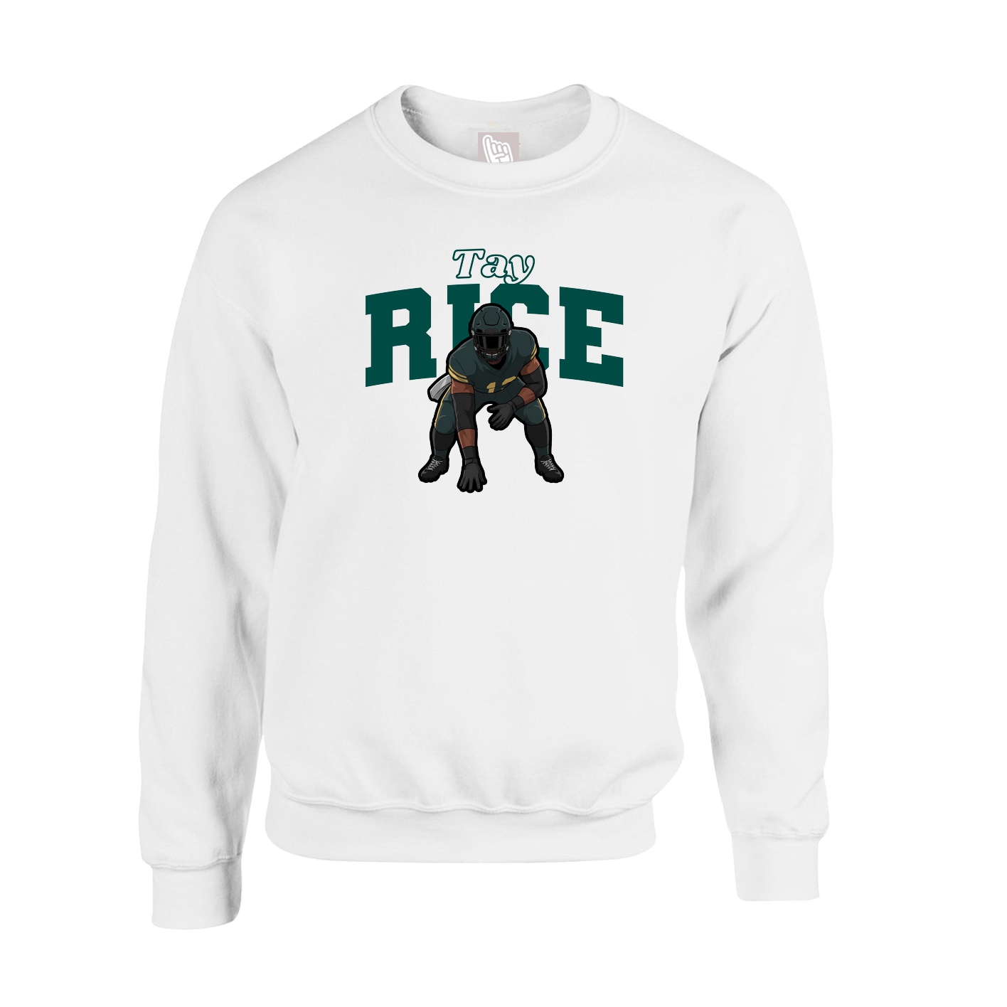 Fleece Crew — Name Arch in White