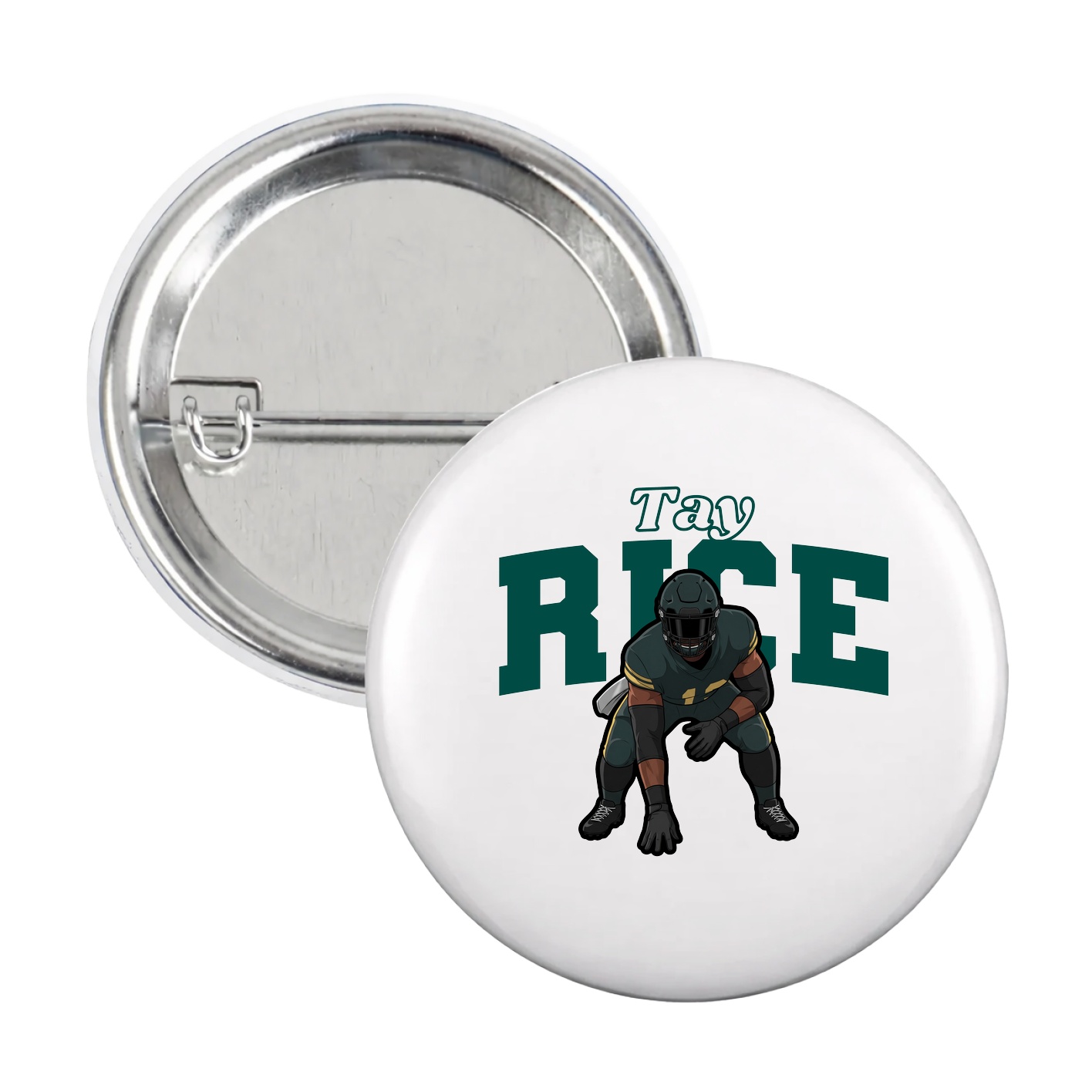 Game Day Button — Name Arch in White