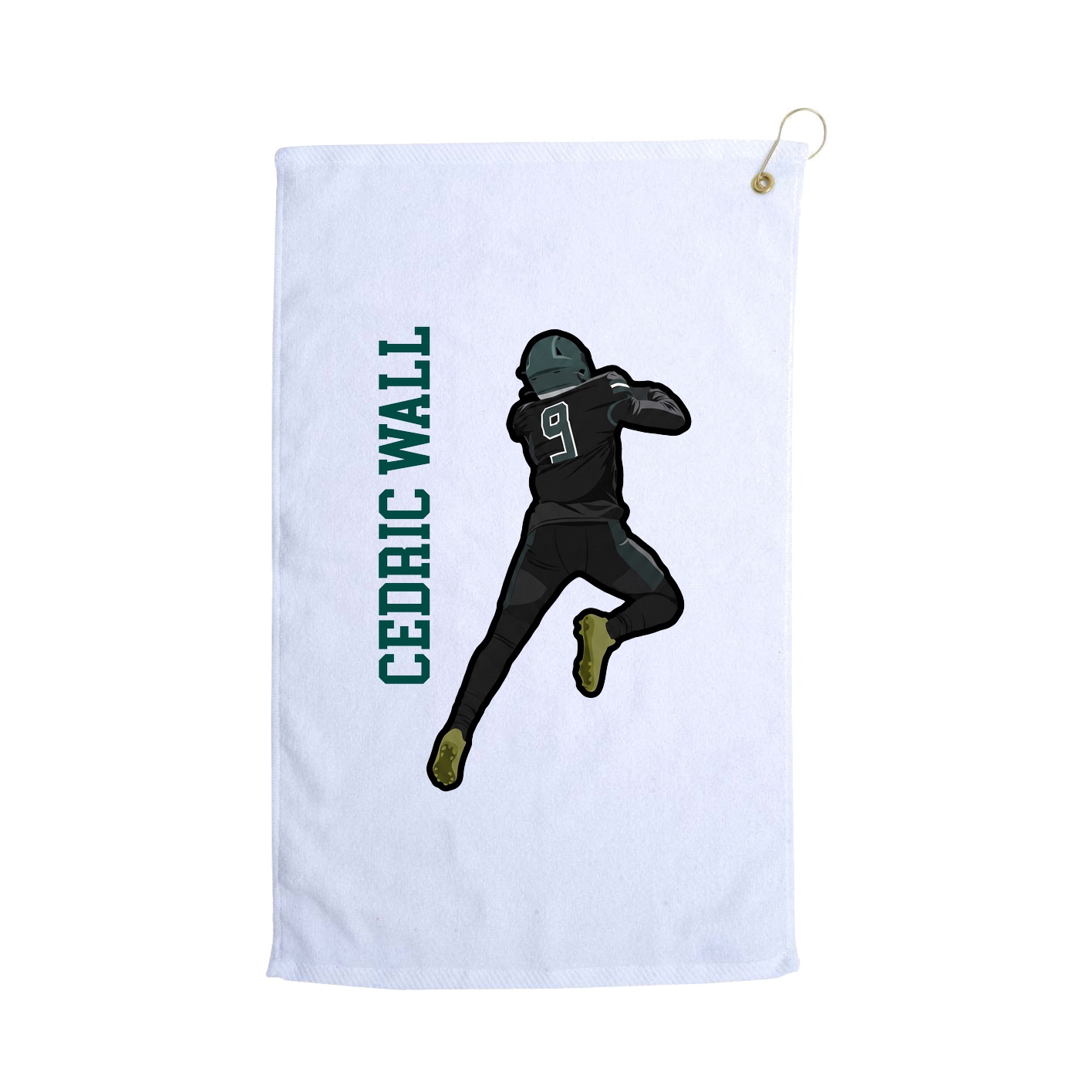 Golf Towel — Name Vertical in White