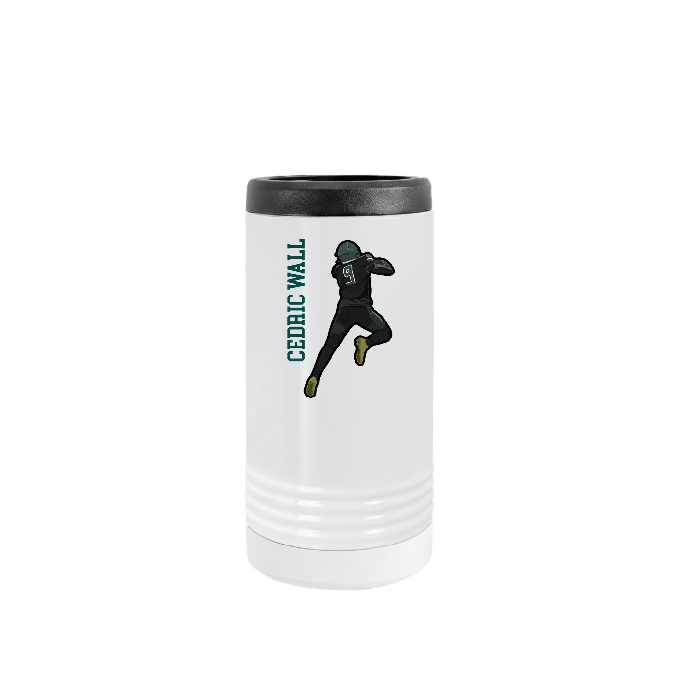 Slim Beverage Holder — Name Vertical in White