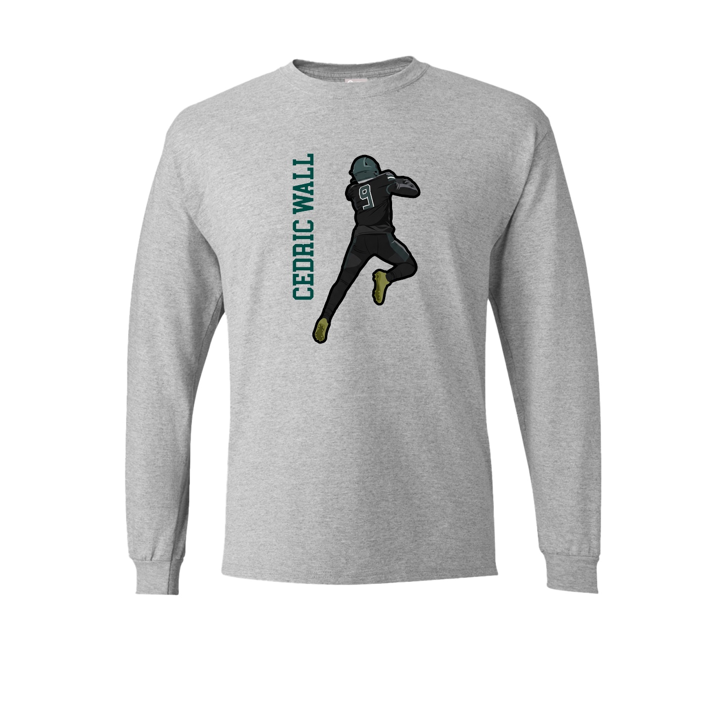 Long Sleeve Tee — Name Vertical in Grey
