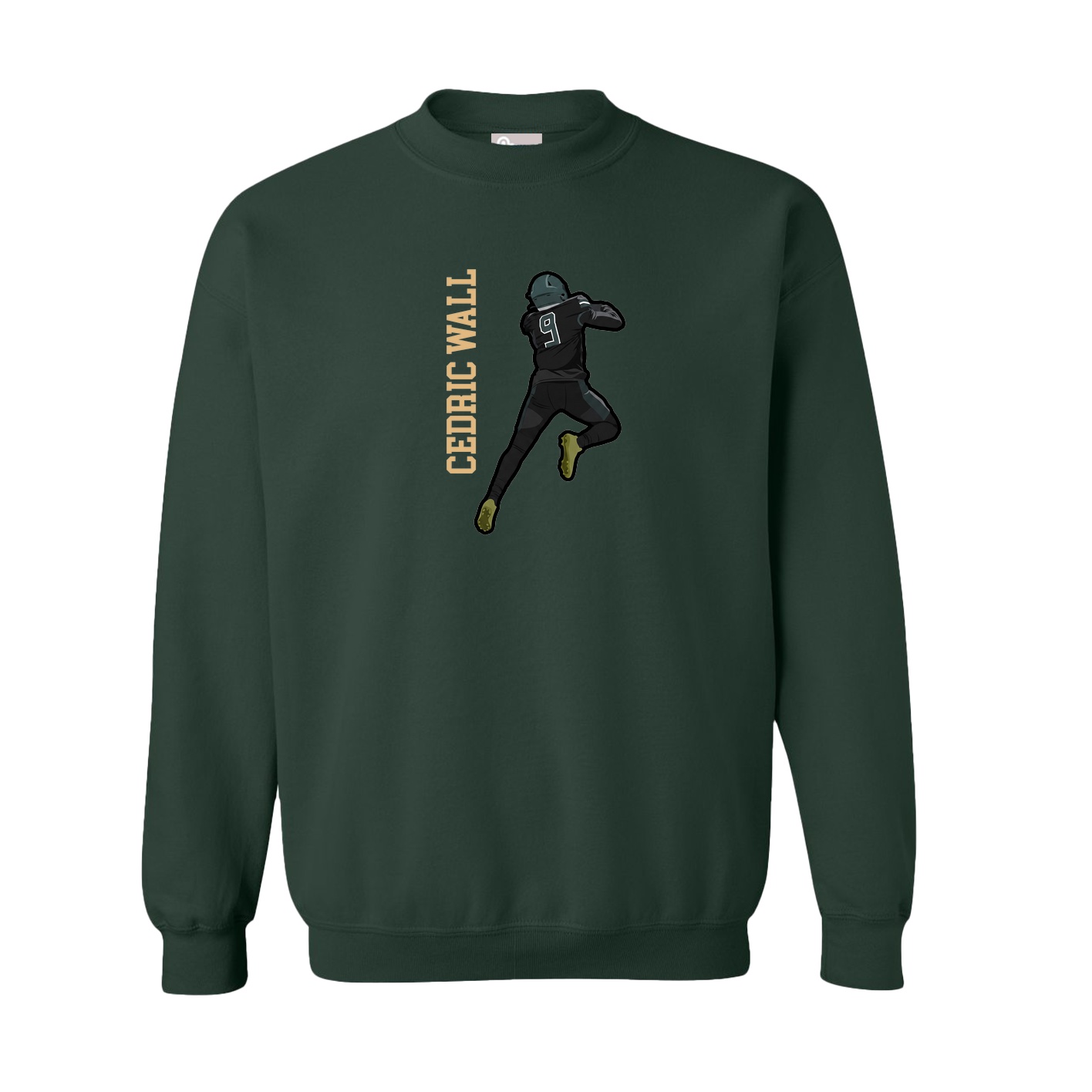 Fleece Crew — Name Vertical in Green