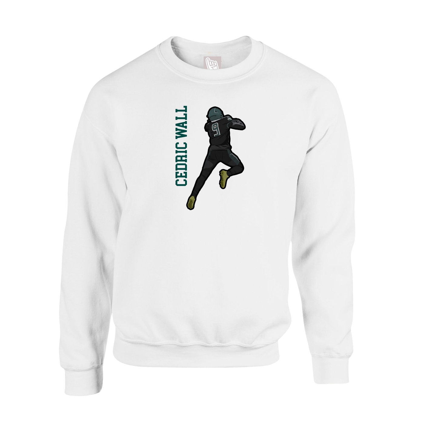 Fleece Crew — Name Vertical in White