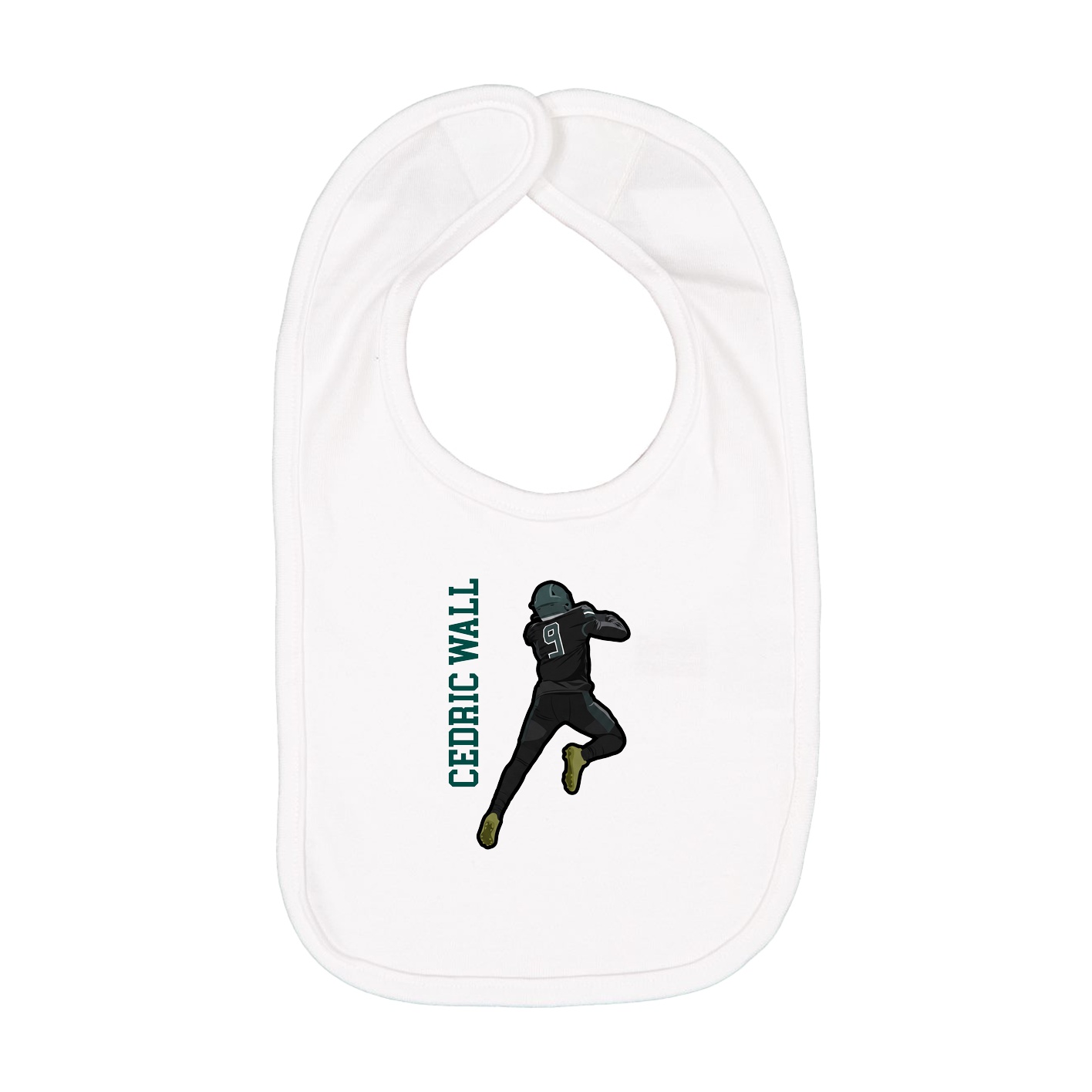 Infant Bib — Name Vertical in White