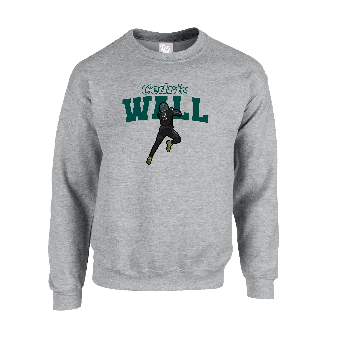 Fleece Crew — Name Arch in Grey