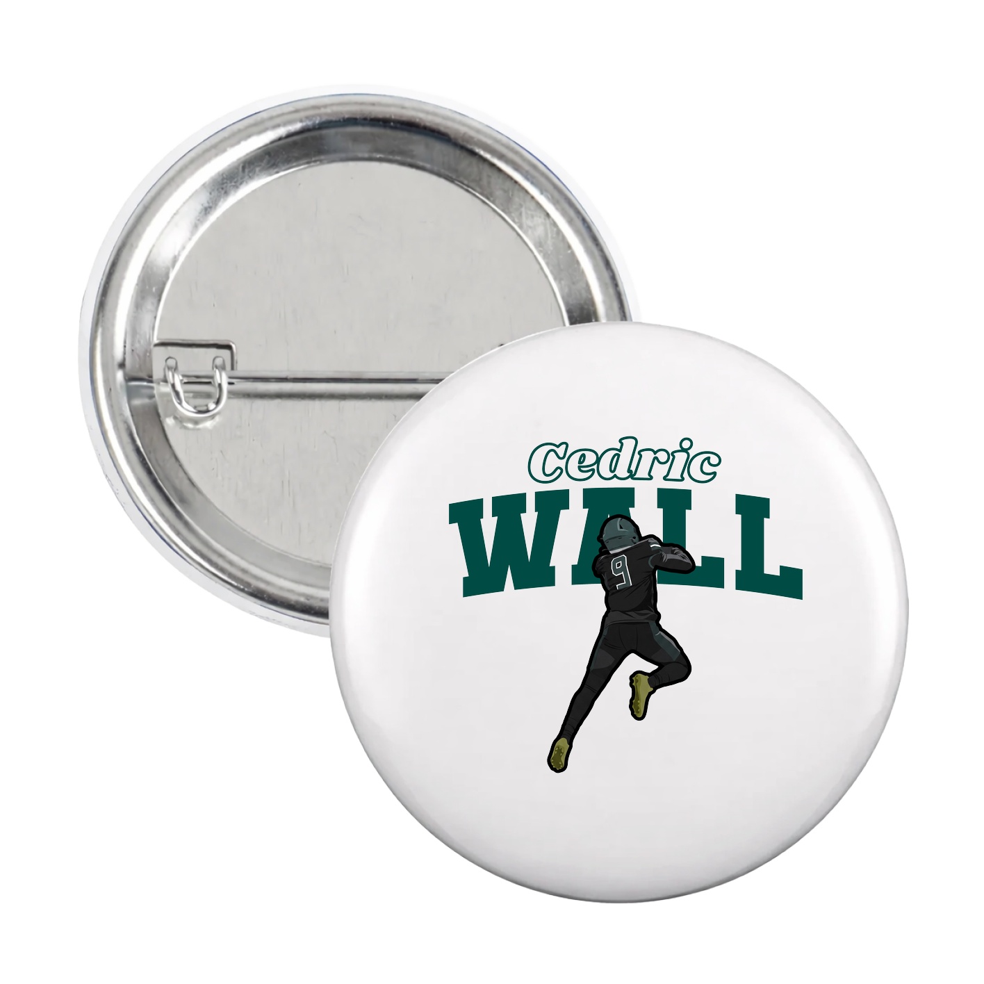 Game Day Button — Name Arch in White