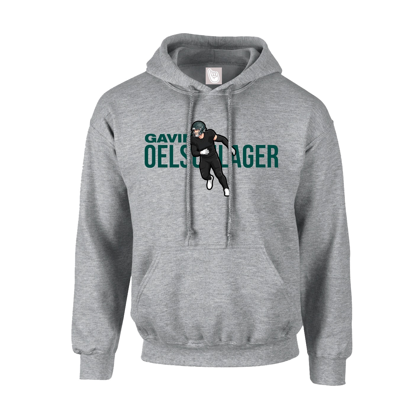 Youth Hoodie — Player Name in Grey