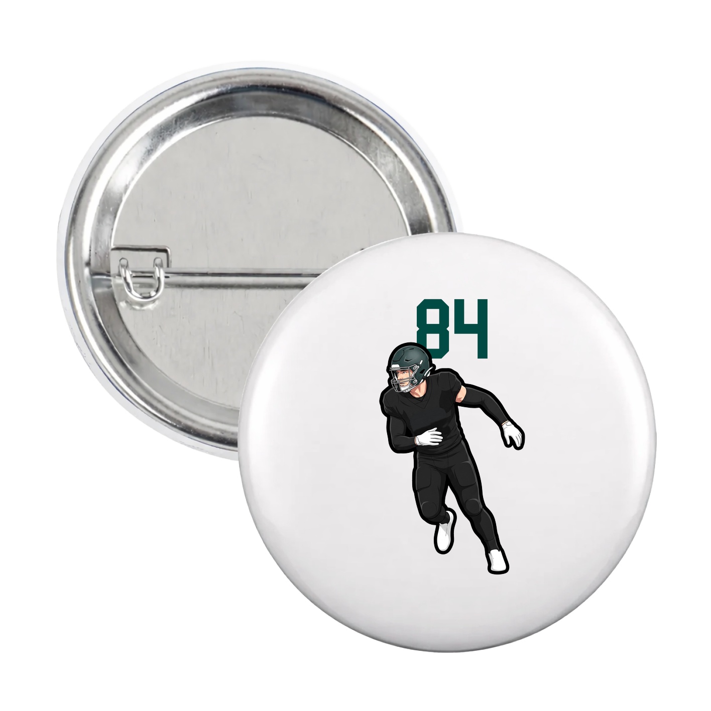 Game Day Button — Number Top in White