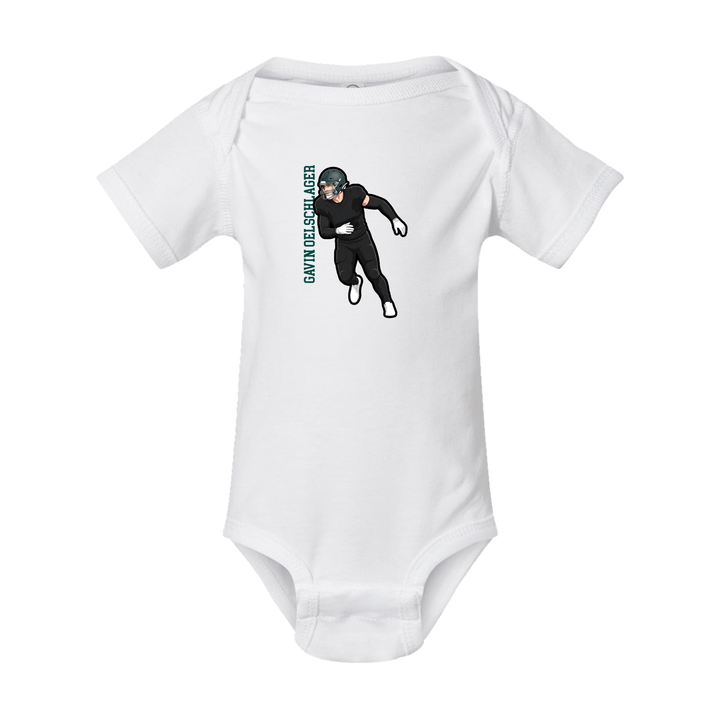 Baby Onesie — Name Vertical in White