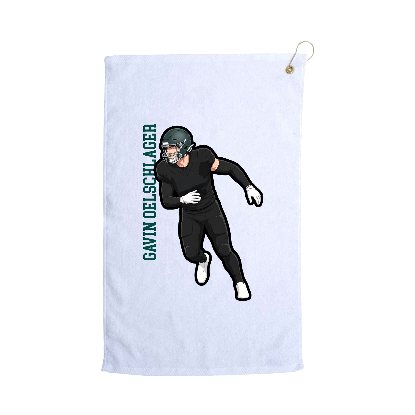 Golf Towel — Name Vertical in White