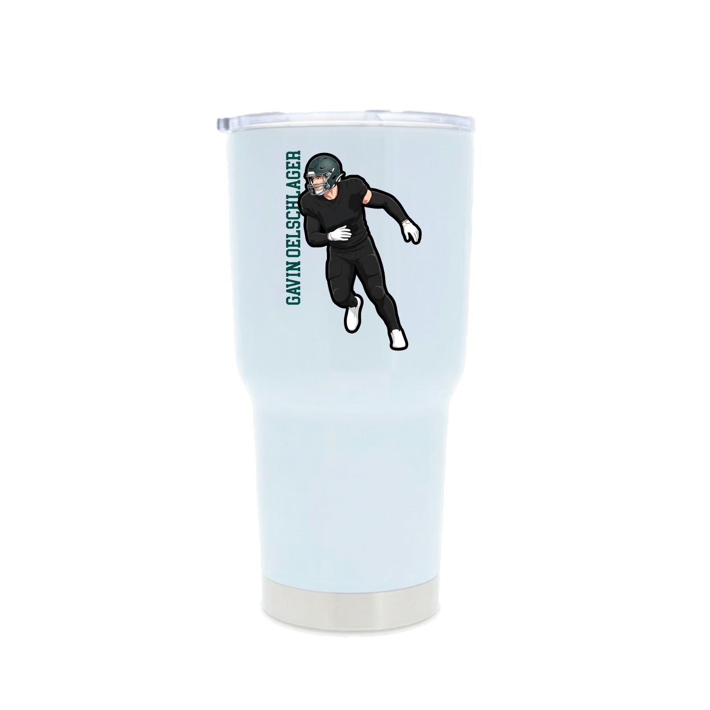 30oz Stainless Steel Tumbler — Name Vertical in White