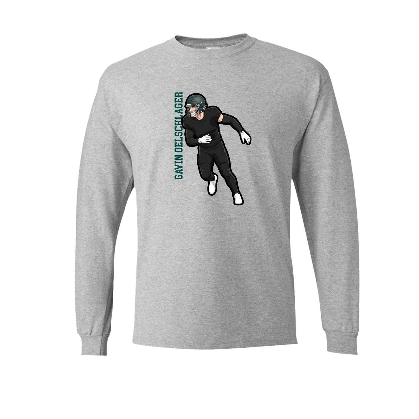 Long Sleeve Tee — Name Vertical in Grey