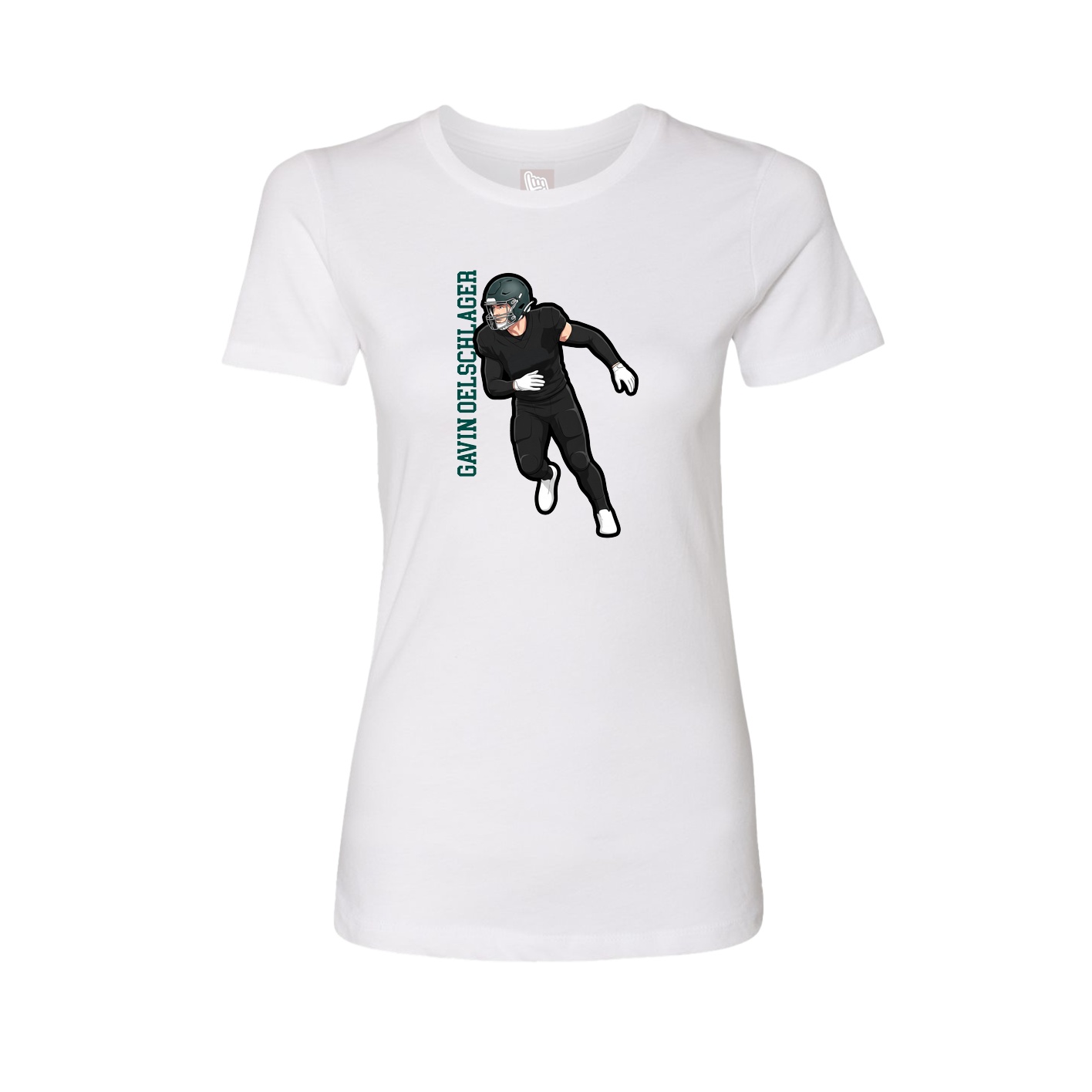 Fitted Women's Tee — Name Vertical in White