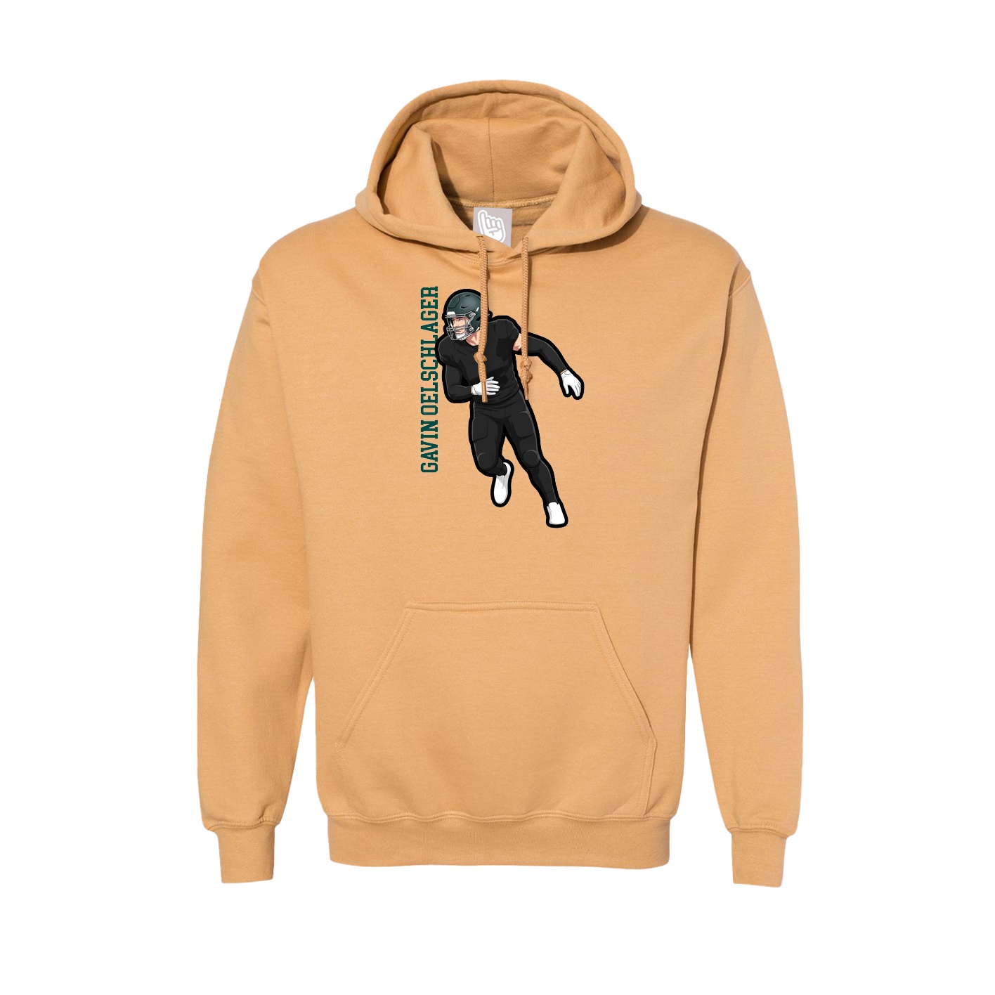 Hoodie — Name Vertical in Vegas Gold
