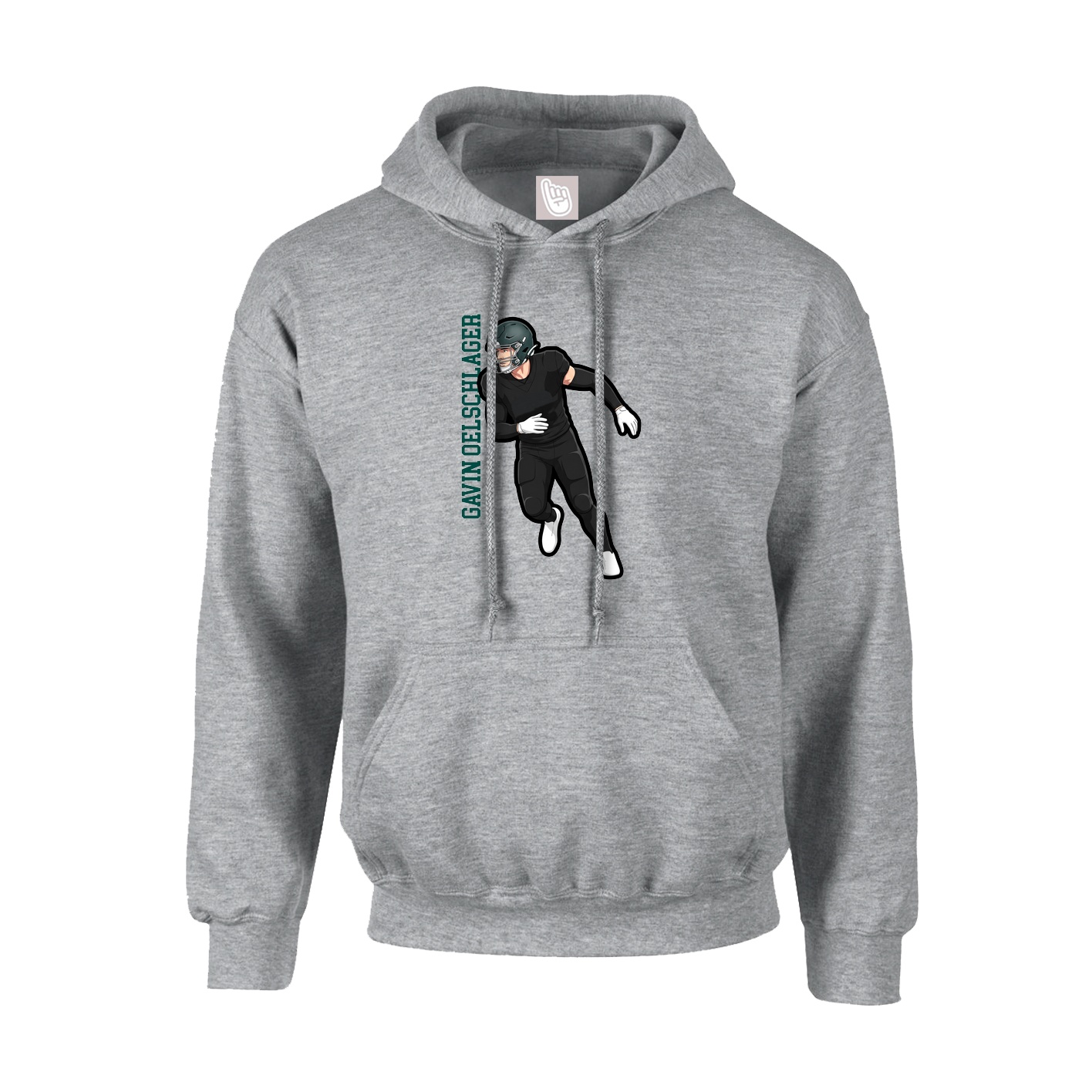 Youth Hoodie — Name Vertical in Grey