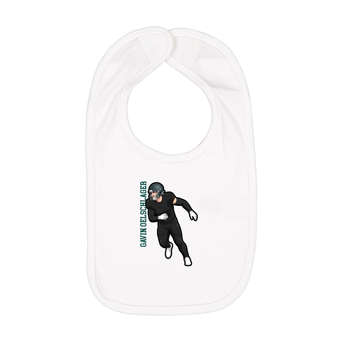 Infant Bib — Name Vertical in White