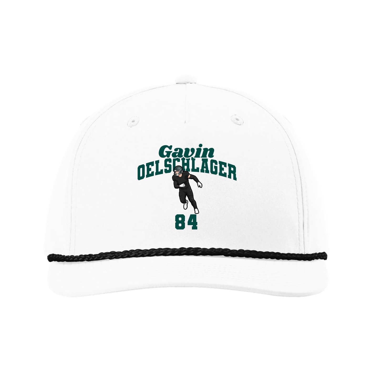 Five-Panel Classic Rope Cap — Signature Arch in White