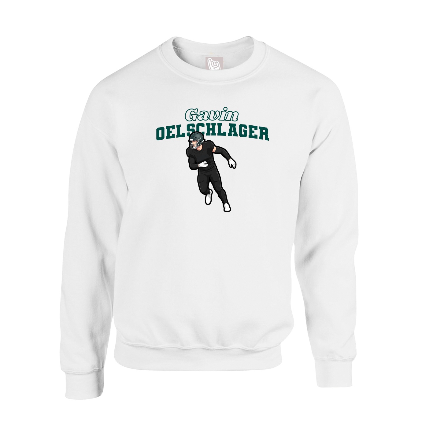 Fleece Crew — Name Arch in White