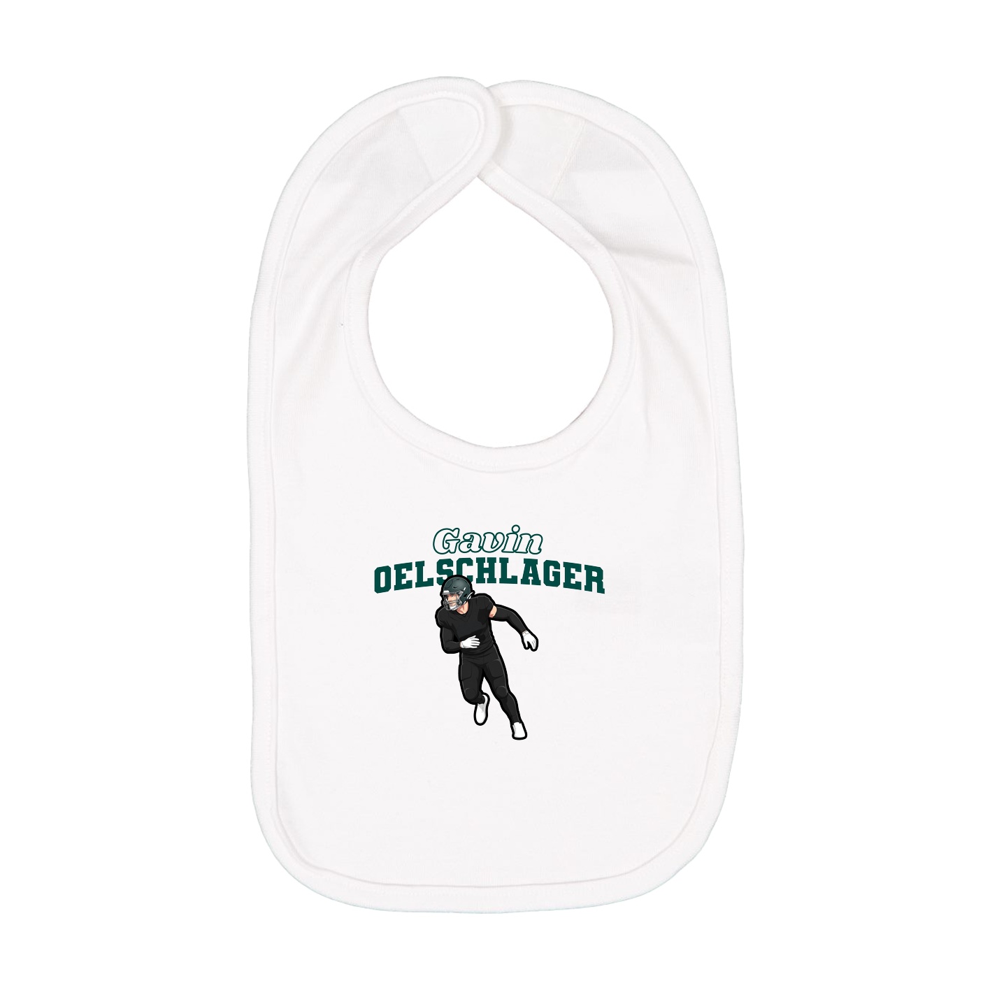 Infant Bib — Name Arch in White