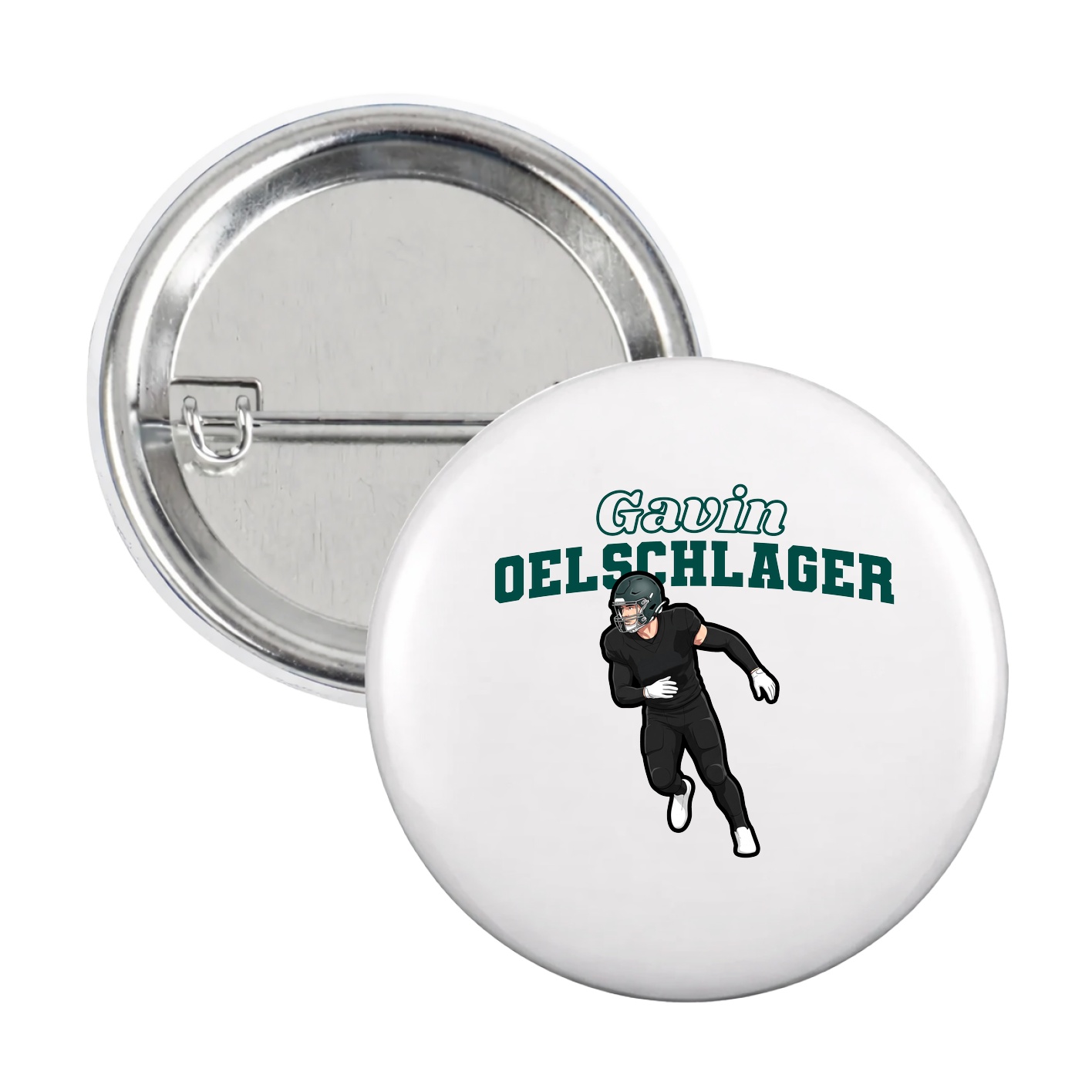 Game Day Button — Name Arch in White