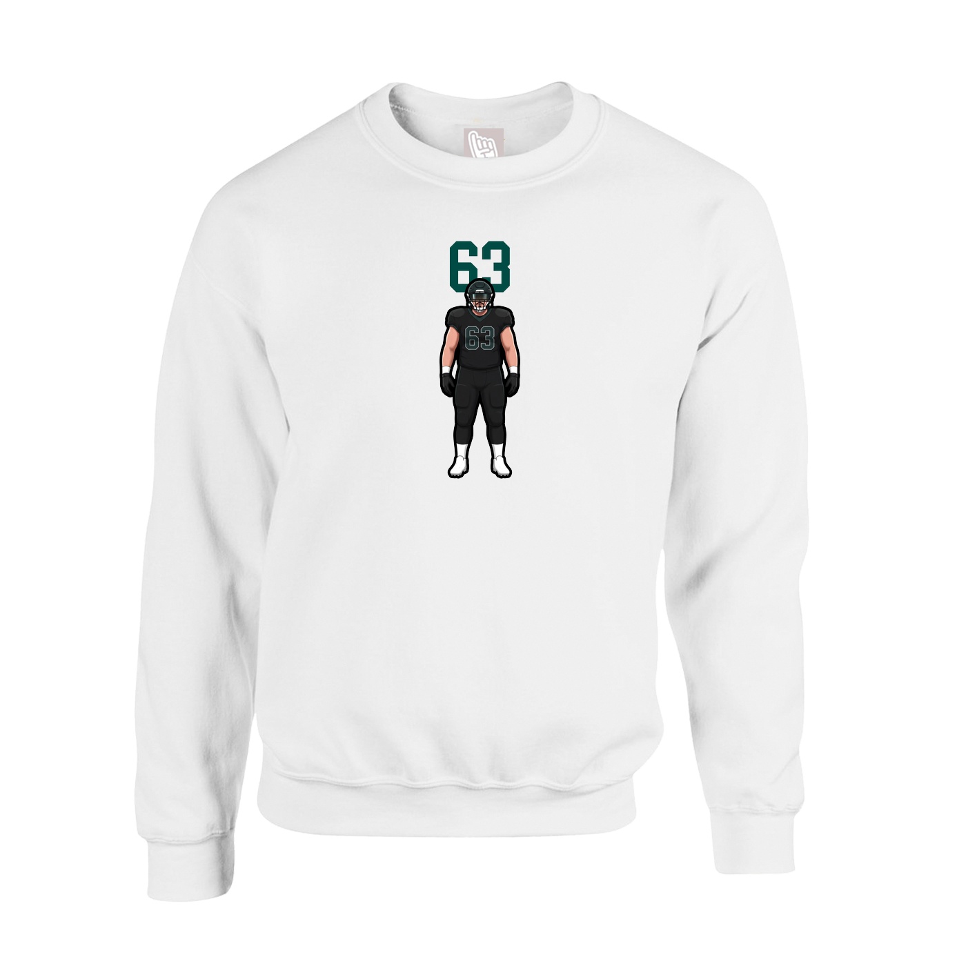 Fleece Crew — Number Top in White