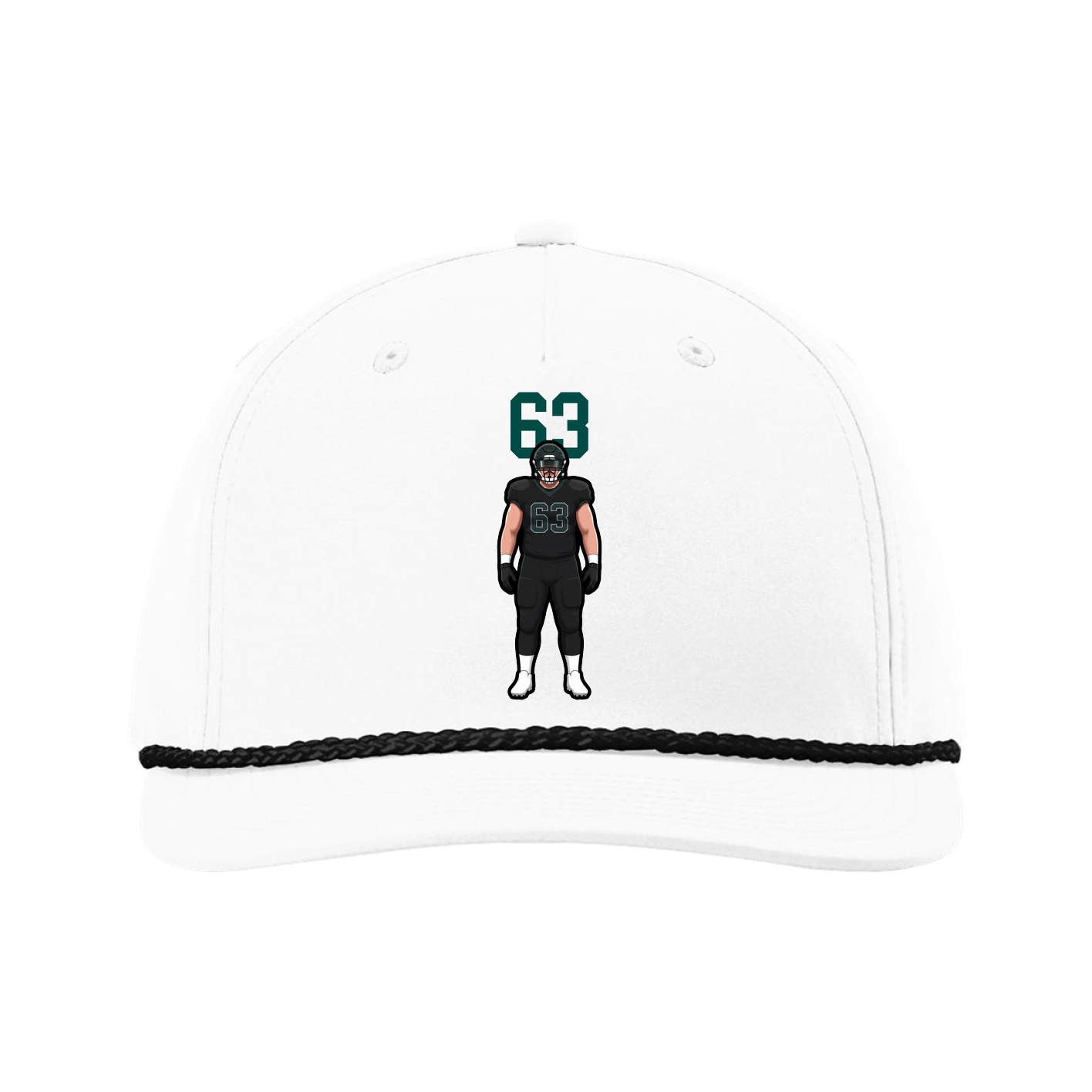 Five-Panel Classic Rope Cap — Number Top in White