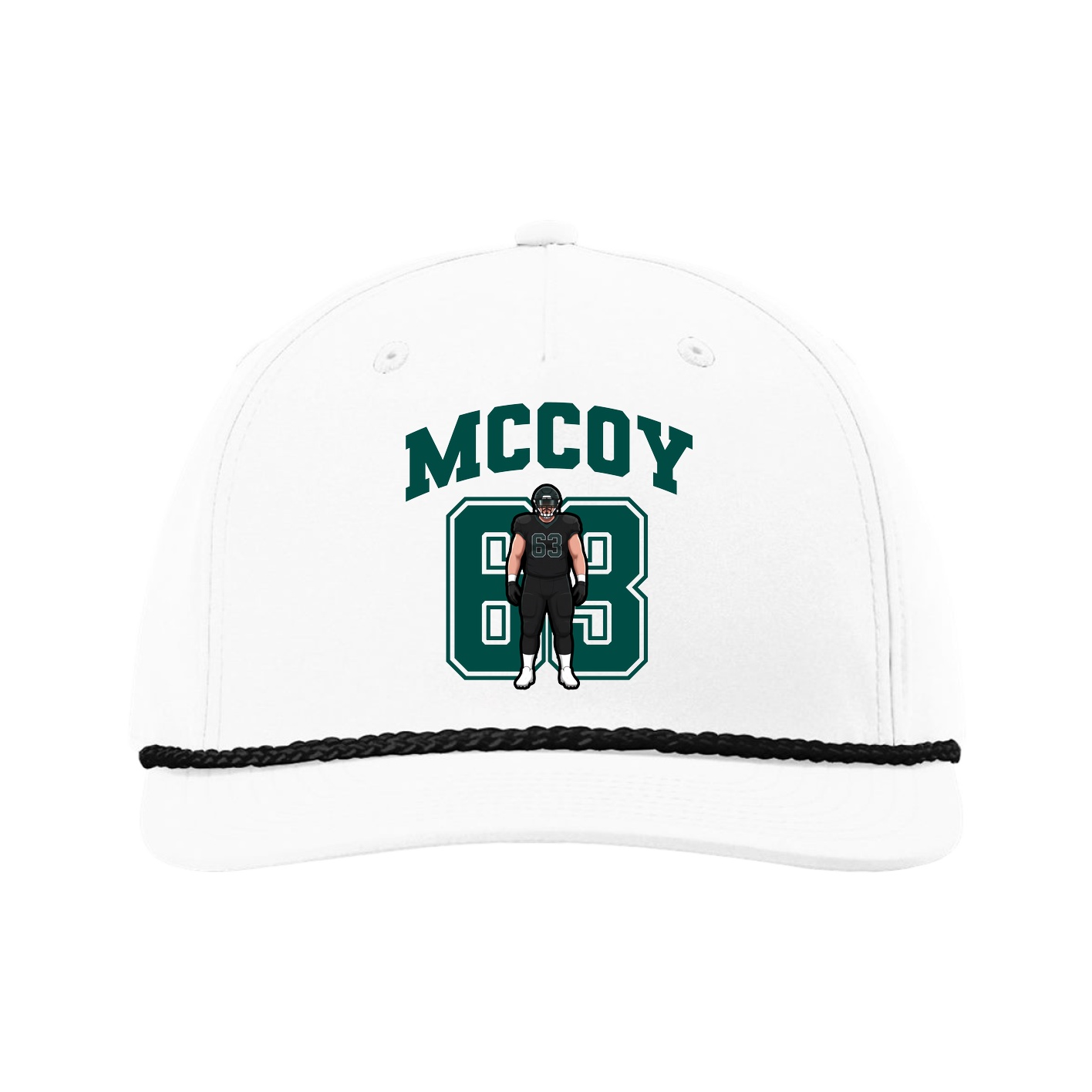 Five-Panel Classic Rope Cap — Number in White