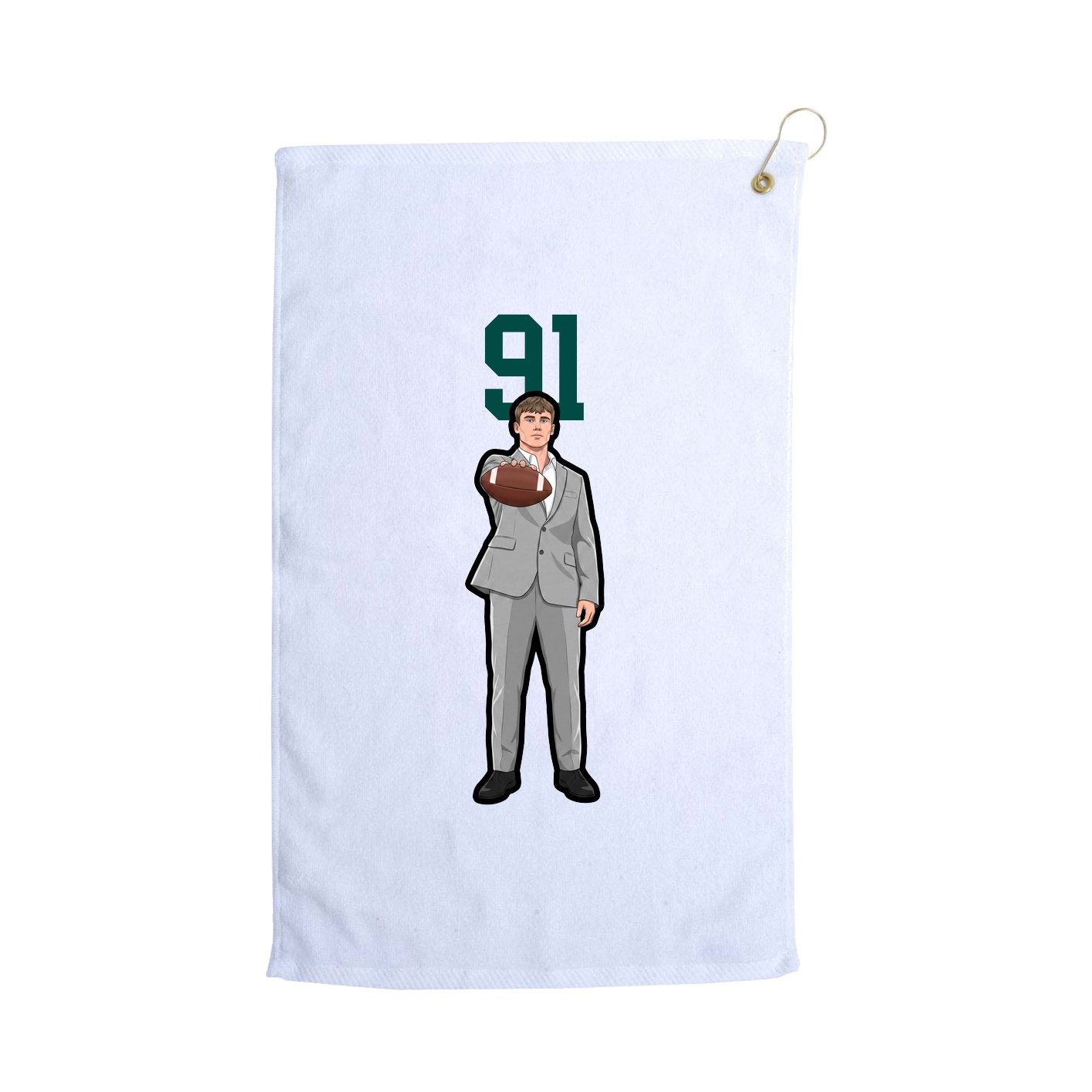 Golf Towel — Number Top in White