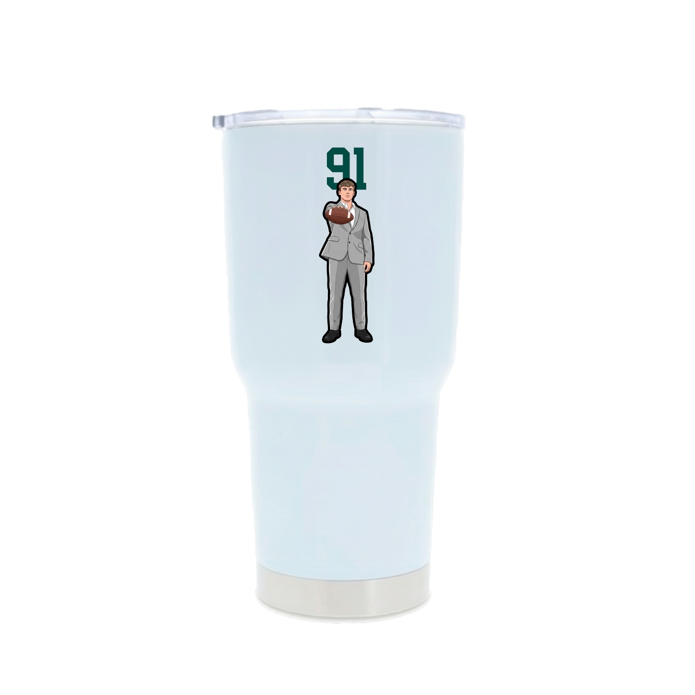 30oz Stainless Steel Tumbler — Number Top in White