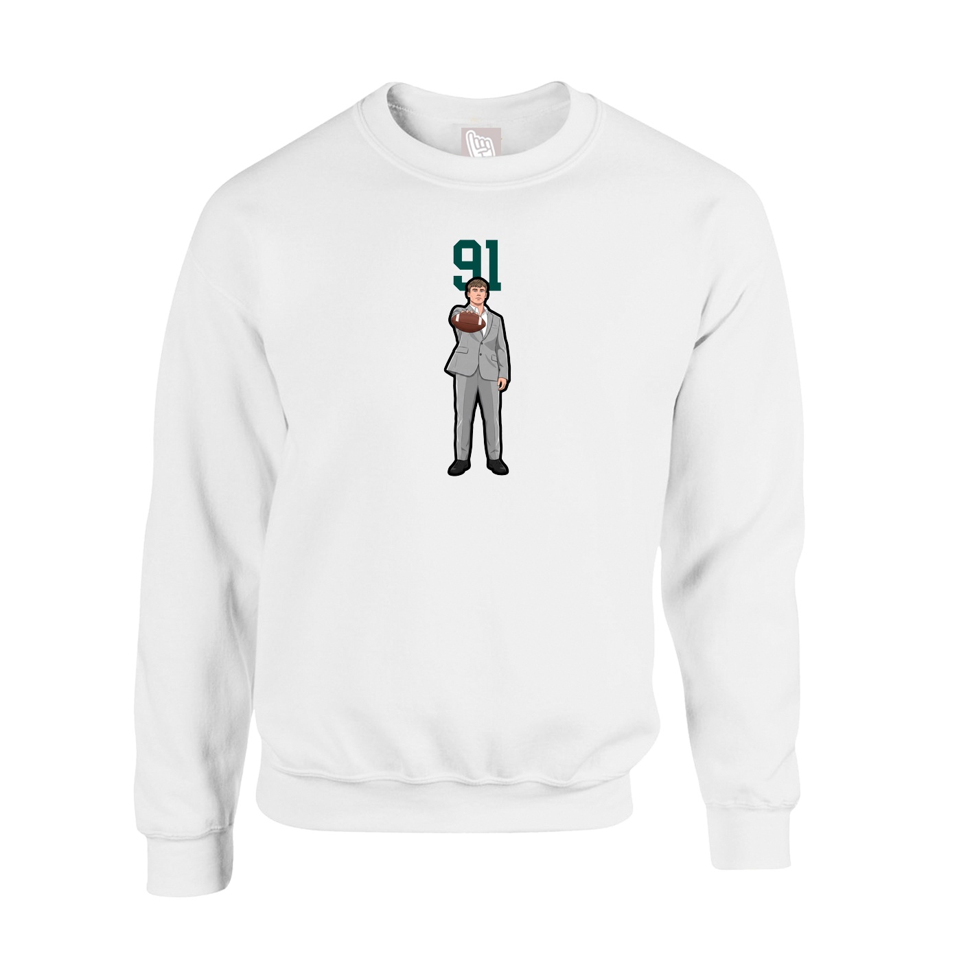 Fleece Crew — Number Top in White