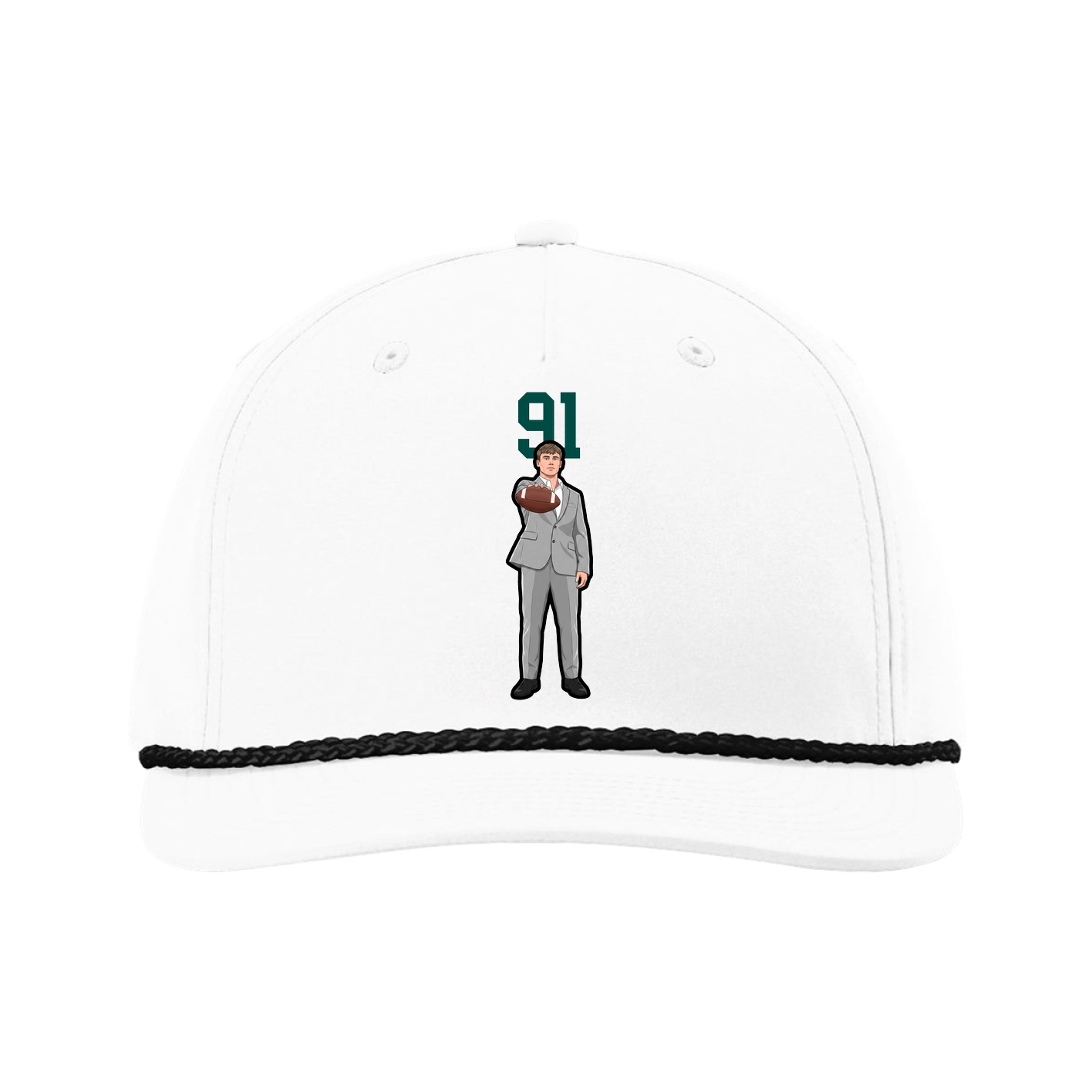 Five-Panel Classic Rope Cap — Number Top in White