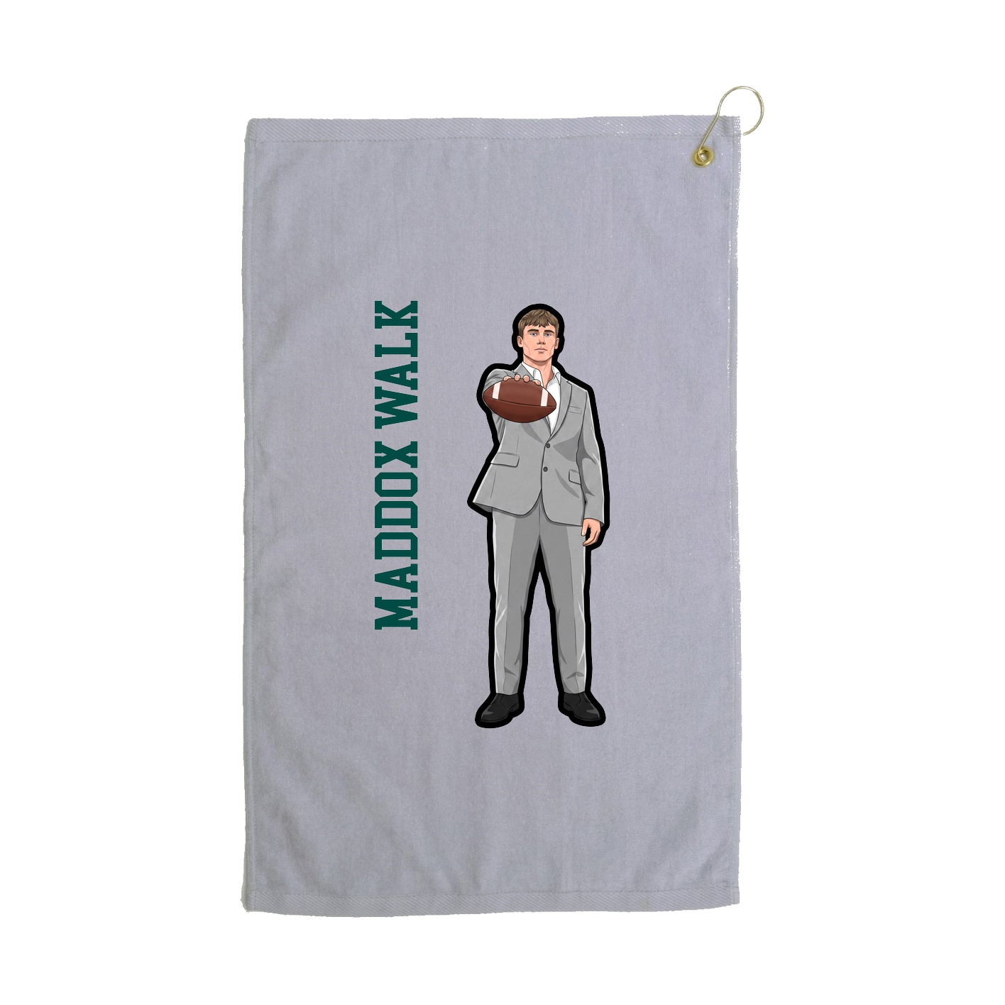 Golf Towel — Name Vertical in Grey