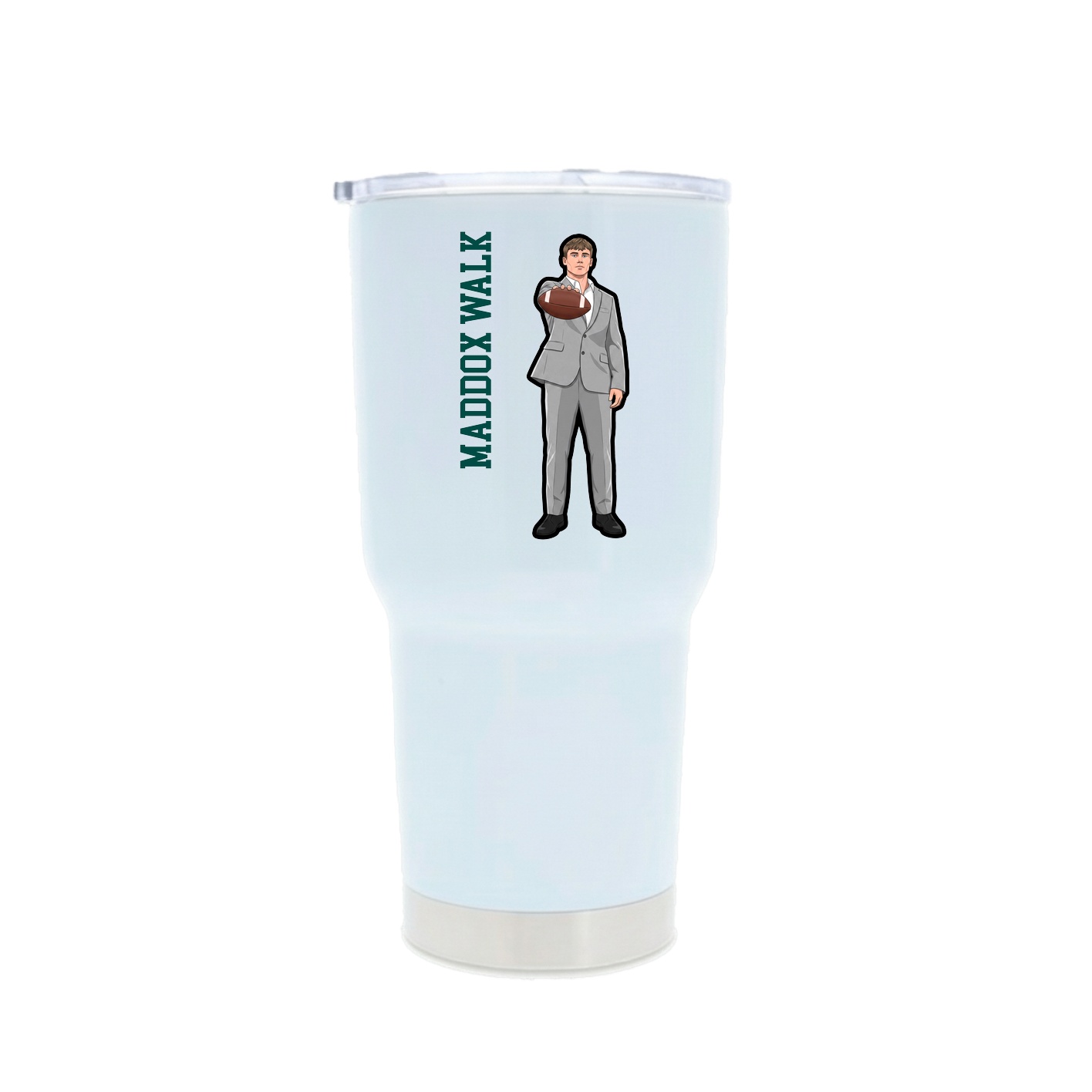30oz Stainless Steel Tumbler — Name Vertical in White