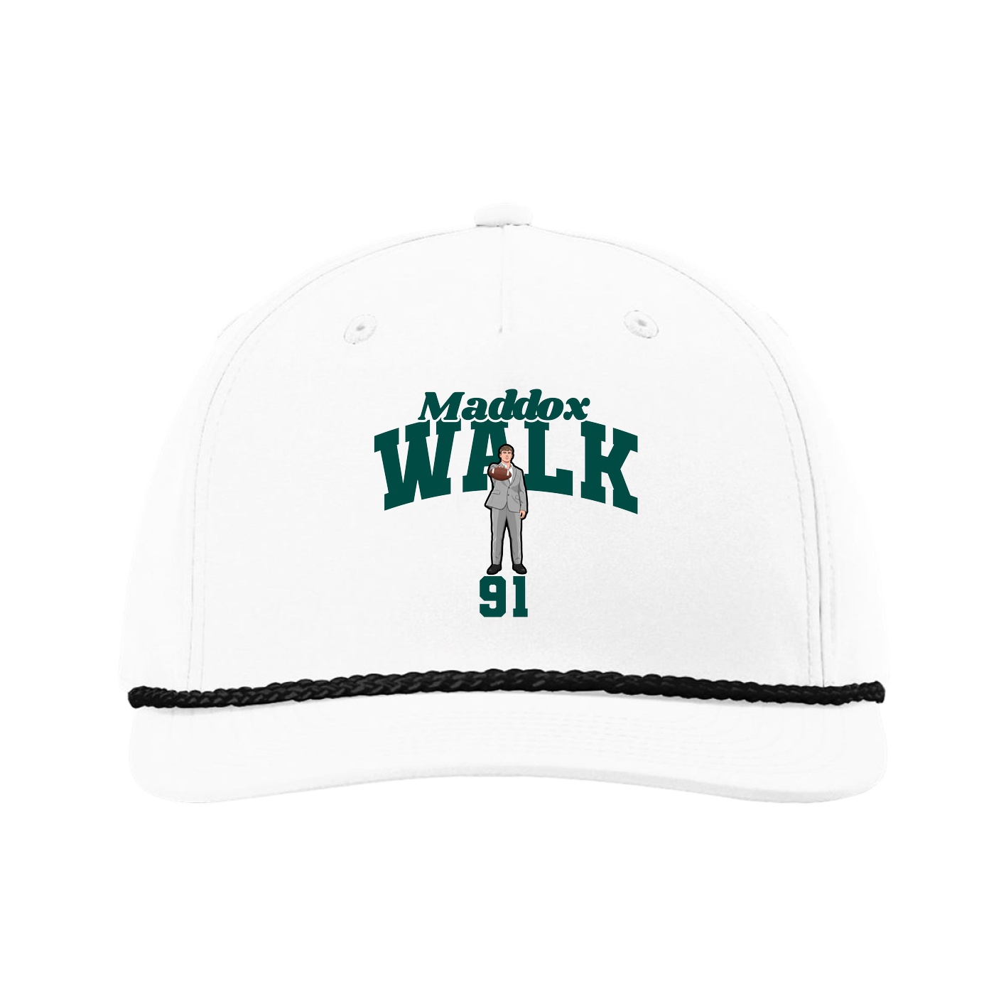 Five-Panel Classic Rope Cap — Signature Arch in White