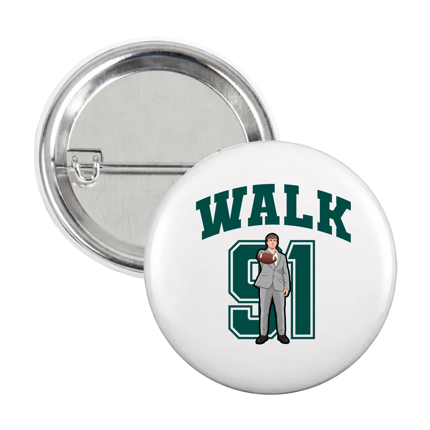 Game Day Button — Number in White